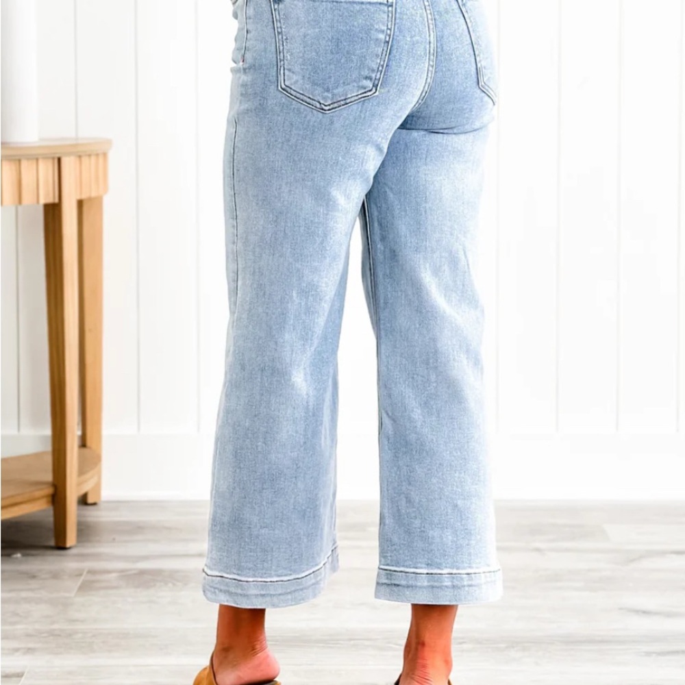 Blue Risen Cropped Wide-Leg Jeans - Picture 2 of 5